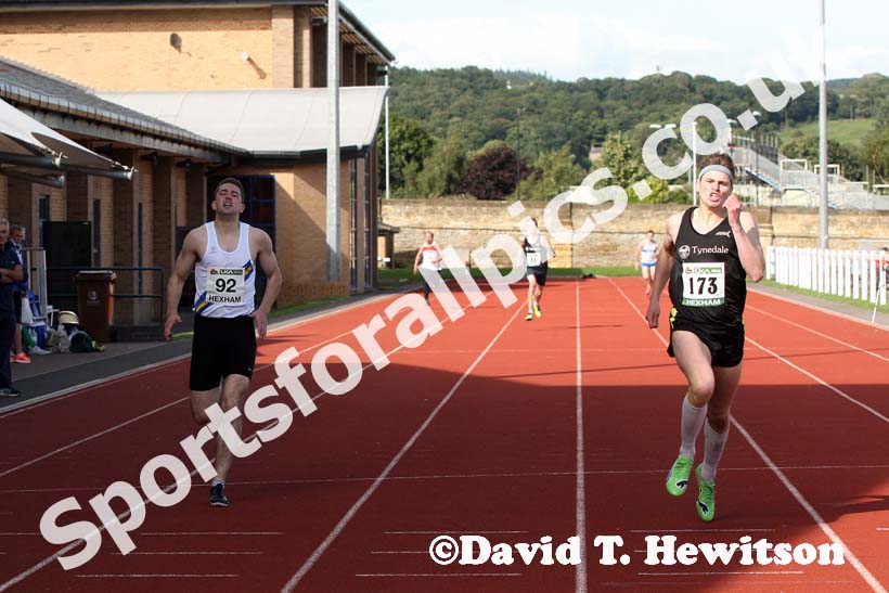 Lea Stephenson (Tynedale) winning the Open 400 metres at the Hexham Decathlon and Heptathlon.